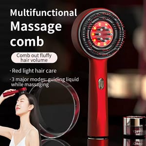 Peigne de Massage à Lumière Rouge 2-en-1 – Stimulation Capillaire & Relaxation Profonde